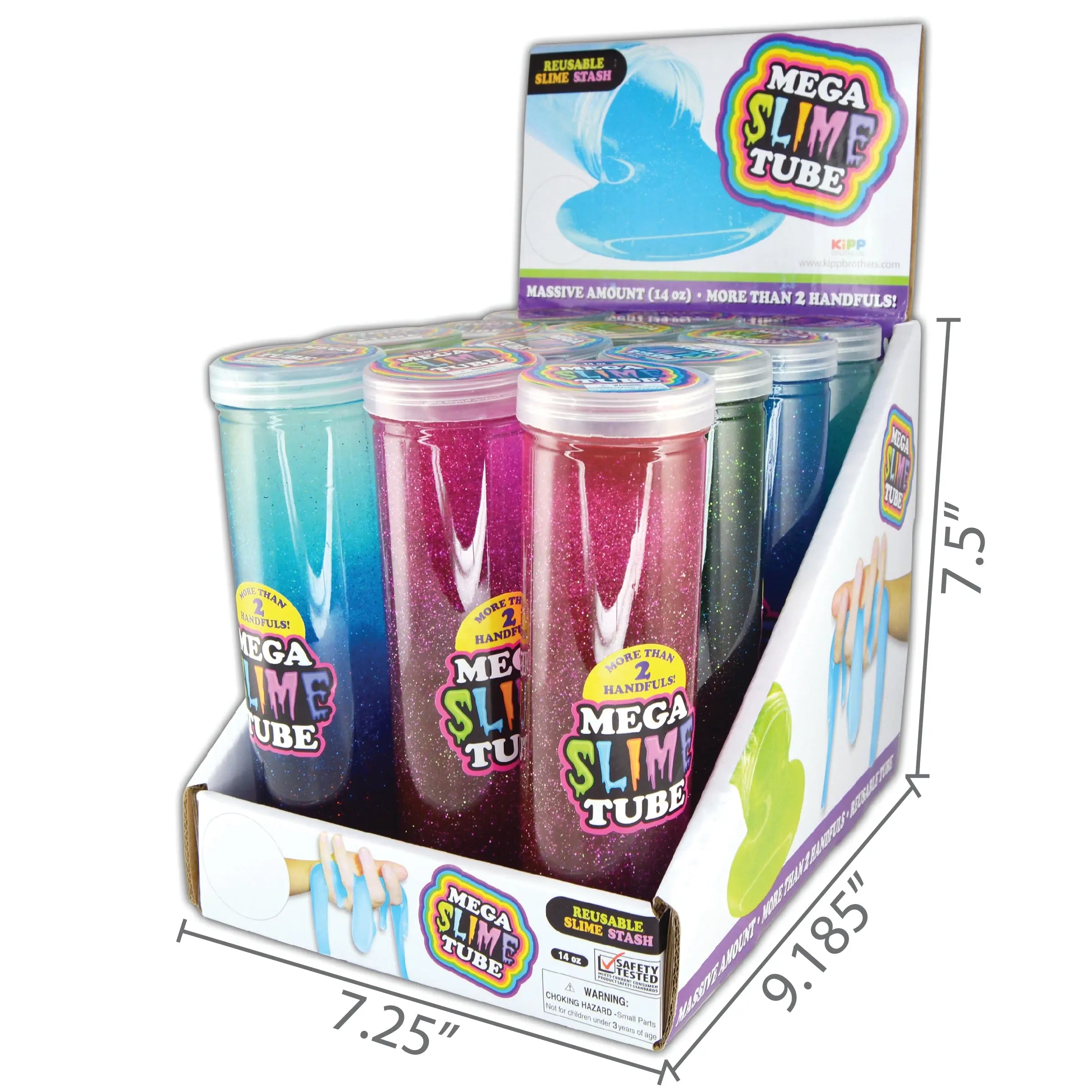 Jumbo Mega Slime Tube - 12 Pieces Per Retail Ready Display 25439 KIPP BROTHERS
