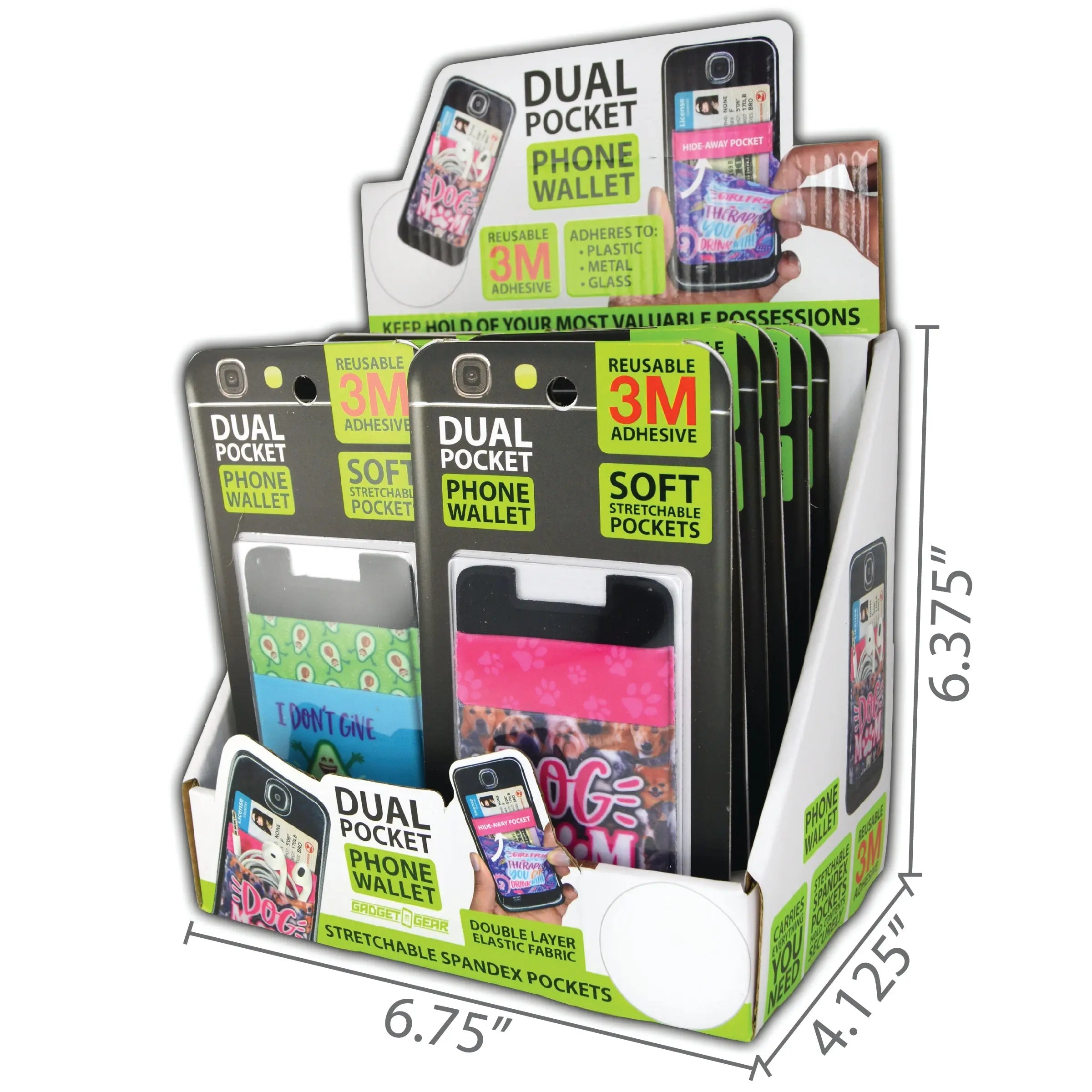 Phone Wallet Dual Pocket Spandex - 12 Pieces Per Retail Ready Display 25469 GADGET GEAR
