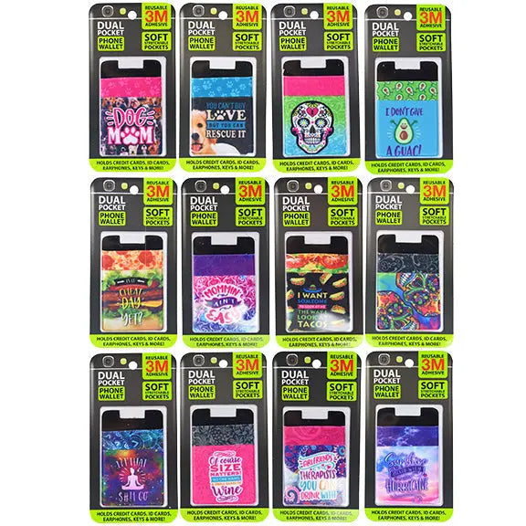 Phone Wallet Dual Pocket Spandex - 12 Pieces Per Retail Ready Display 25469 GADGET GEAR