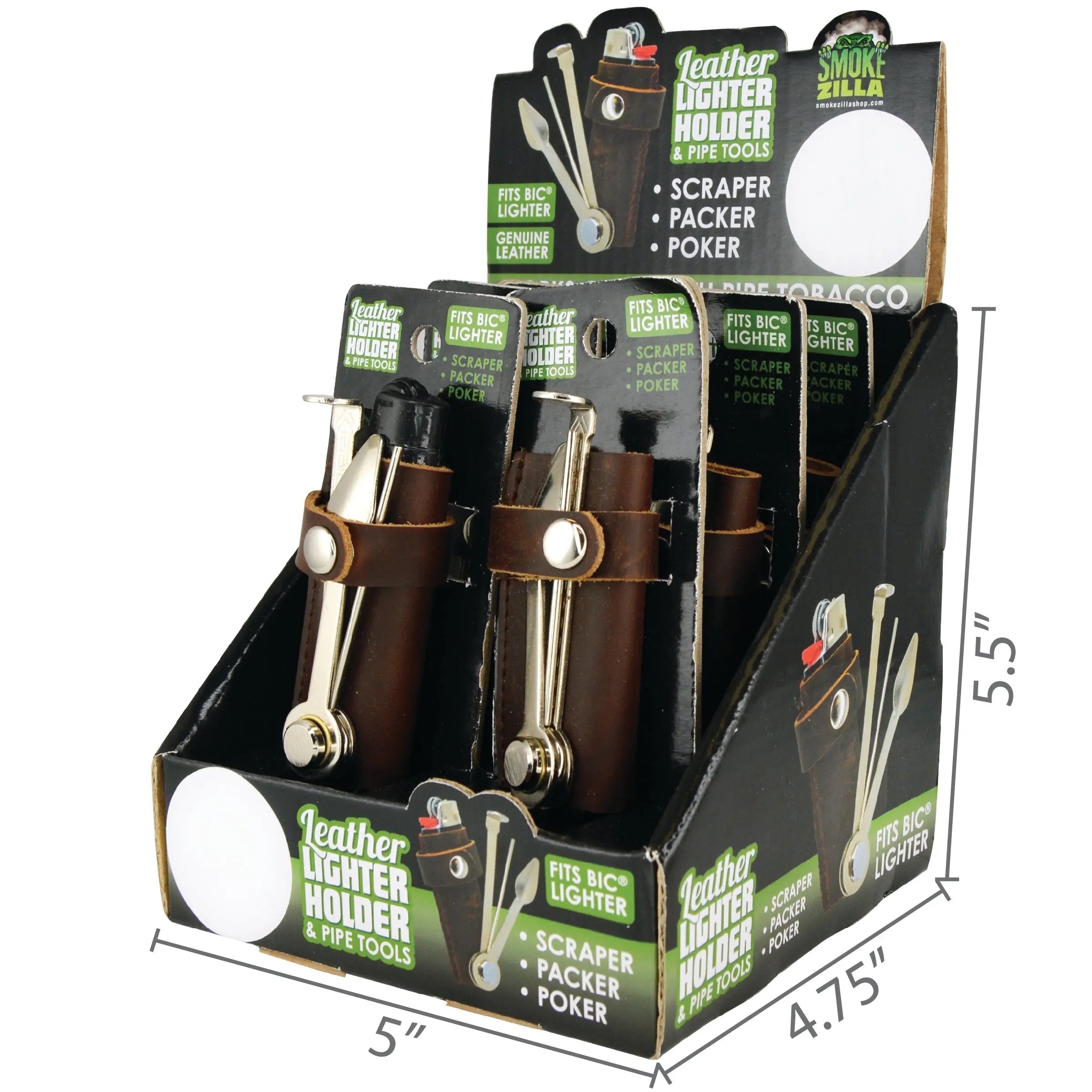 Leather Lighter Case With Tools  - 6 Pieces Per Retail Ready Display 25592 SMOKEZILLA