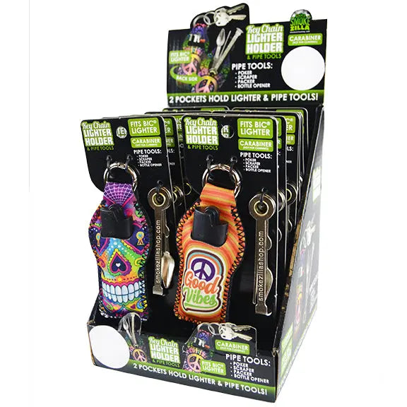 Neoprene Lighter Case Key Chain with Tools - 12 Pieces Per Retail Ready Display 26124 SMOKEZILLA