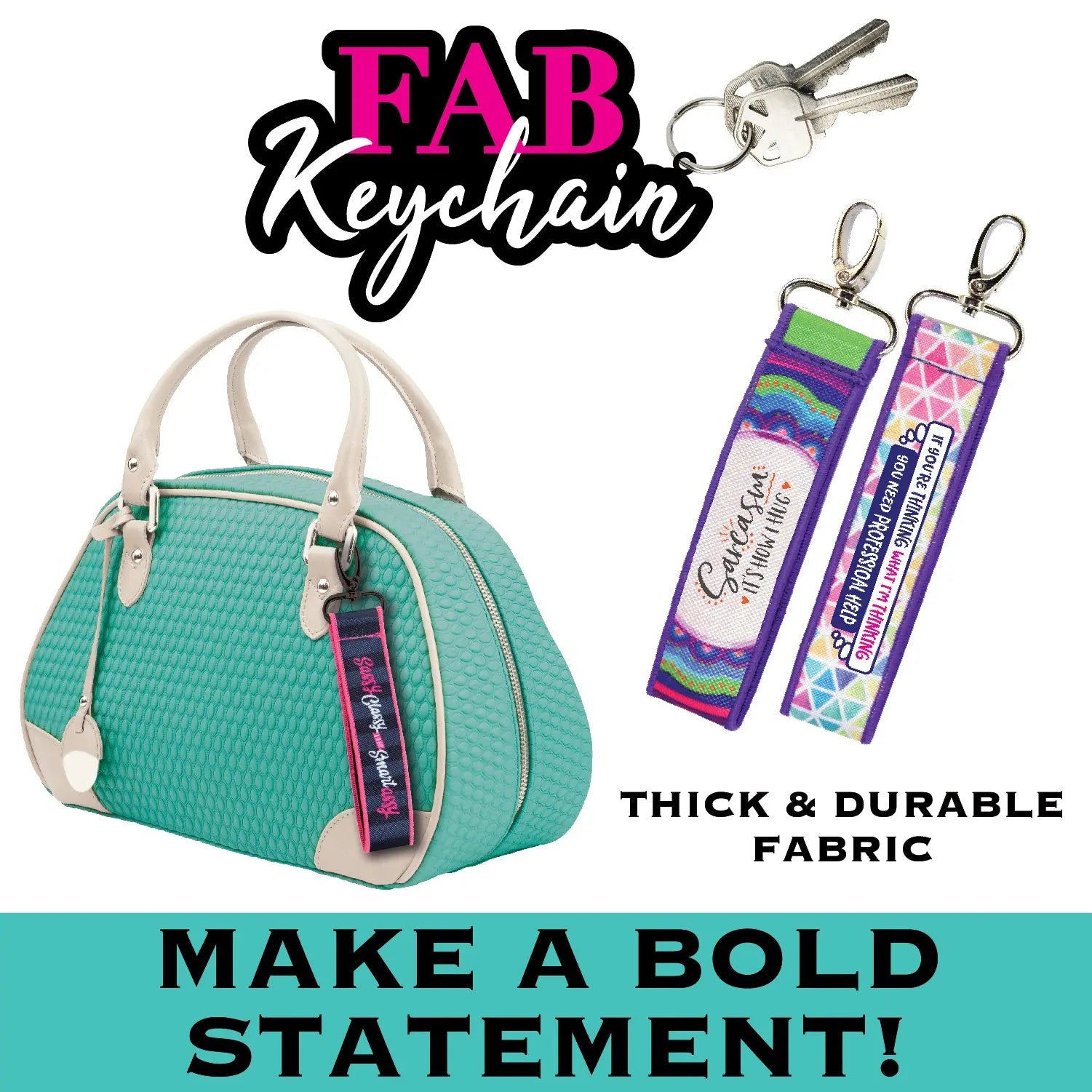 Heavy Fabric Printed Keychain - 12 Pieces Per Retail Ready Display 26134 NOVELTY INC