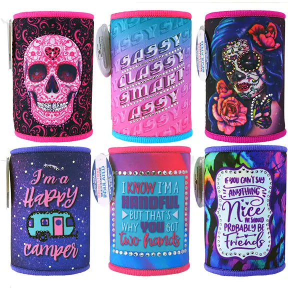 Neoprene Rhinestone Can and Bottle Cooler - 6 Per Retail Ready Display 26441 POLAR GEAR