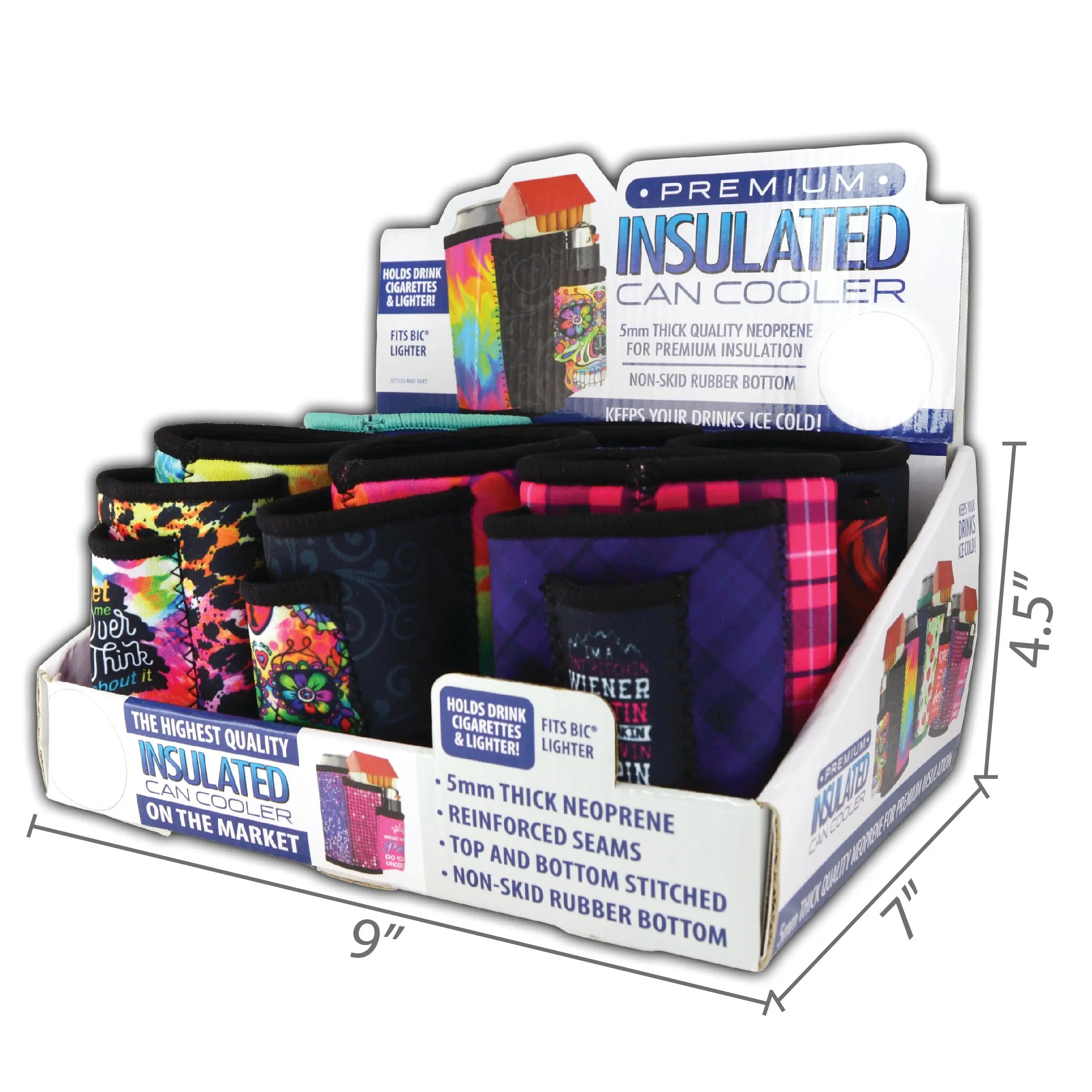 Neoprene Can and Bottle Cooler with Cigarette Pouch - 6 Pieces Per Retail Ready 26473 POLAR GEAR