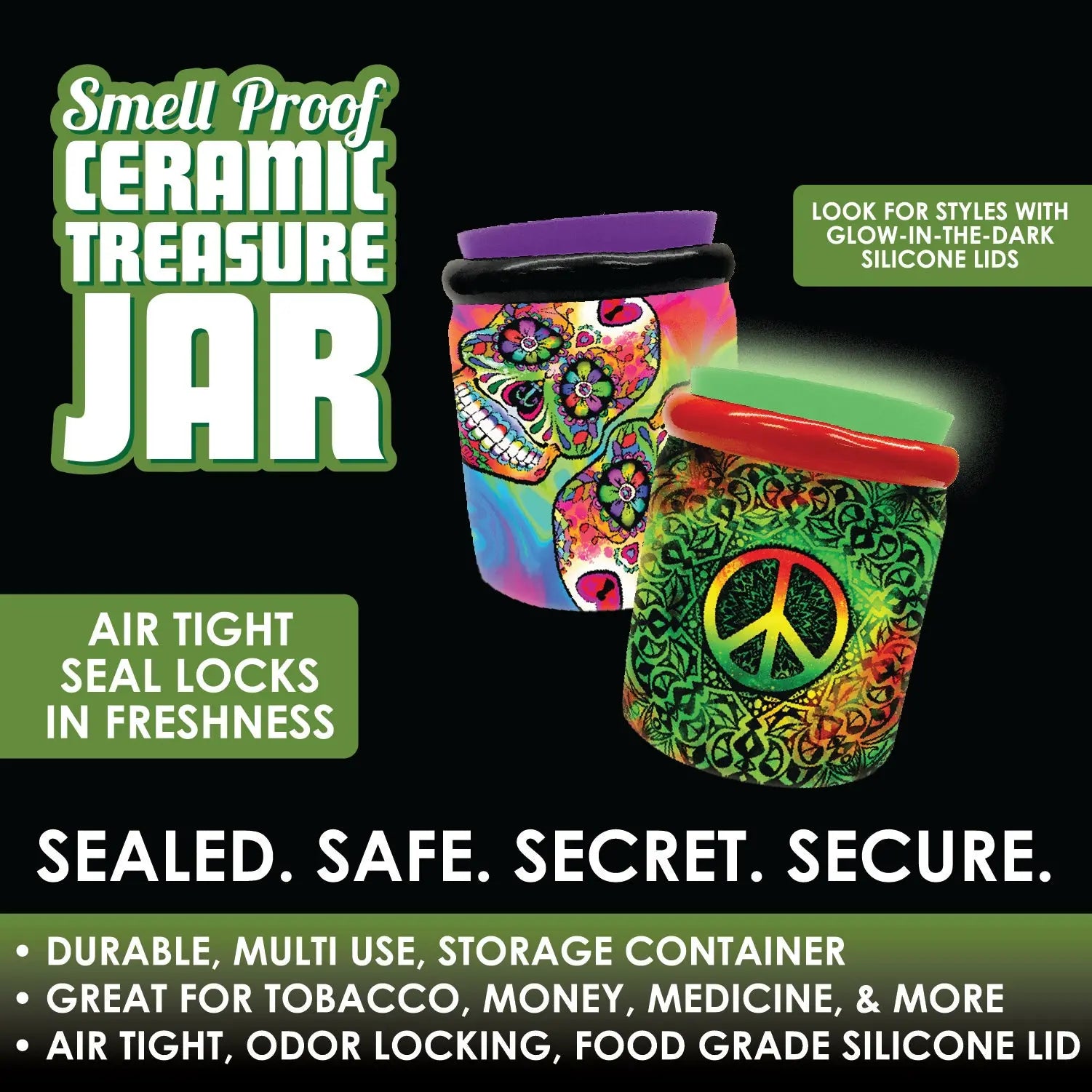 Smell Proof Ceramic Storage Jar - 6 Pieces Per Retail Ready Display 28229 SMOKEZILLA