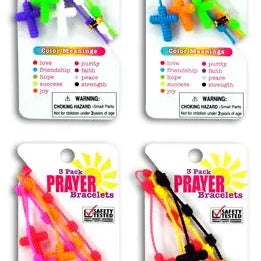 Neon Color Silicone Prayer Bracelet 3 Pack - 12 Pieces Per Retail Ready Display 28429 NOVELTY INC