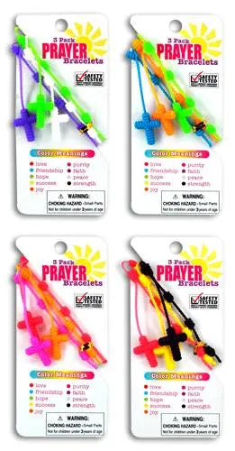 Neon Color Silicone Prayer Bracelet 3 Pack - 12 Pieces Per Retail Ready Display 28429 NOVELTY INC