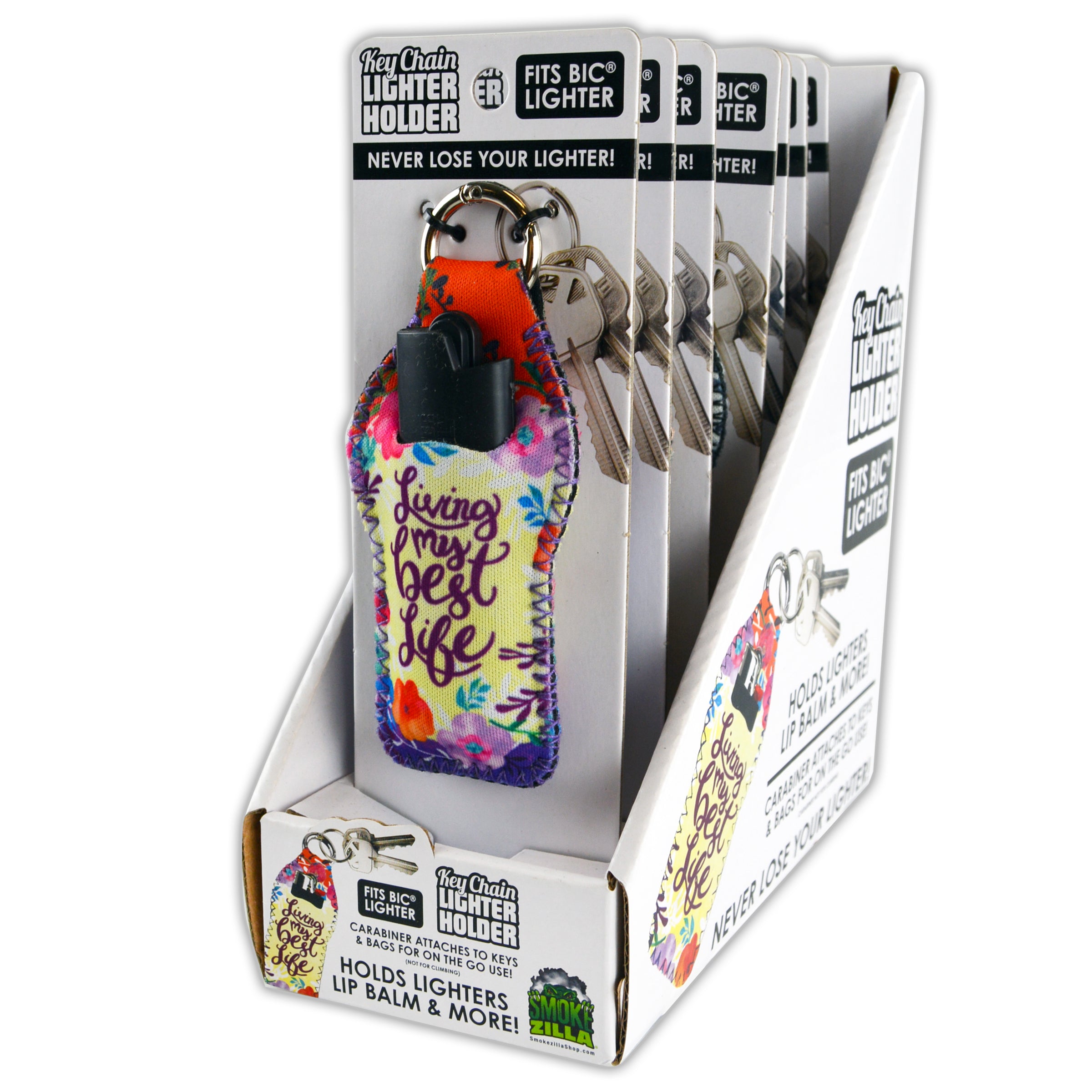 Neoprene Lighter Case Key Chain - 7 Pieces Per Retail Ready Display 41409 SMOKEZILLA