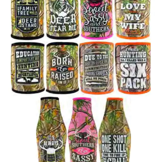Neoprene Camo Can and Bottle Suit Cooler Assortment - 11 Pieces Per Retail Ready Display 88170 POLAR GEAR