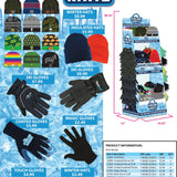 Winter Knit Hat Beanie and Glove Assortment Floor Display - 84 Pieces Per Retail Ready Display 88260 POLAR GEAR