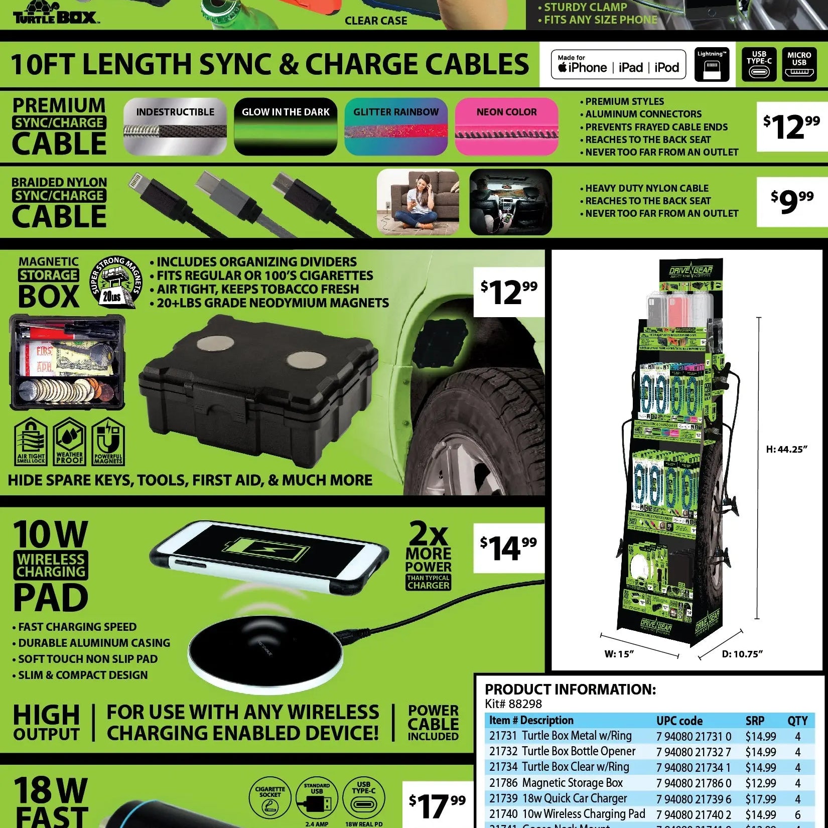 Tech and Travel Mobile Driver Assorted Floor Display - 78 Pieces Per Retail Ready Display 88298 GADGET GEAR