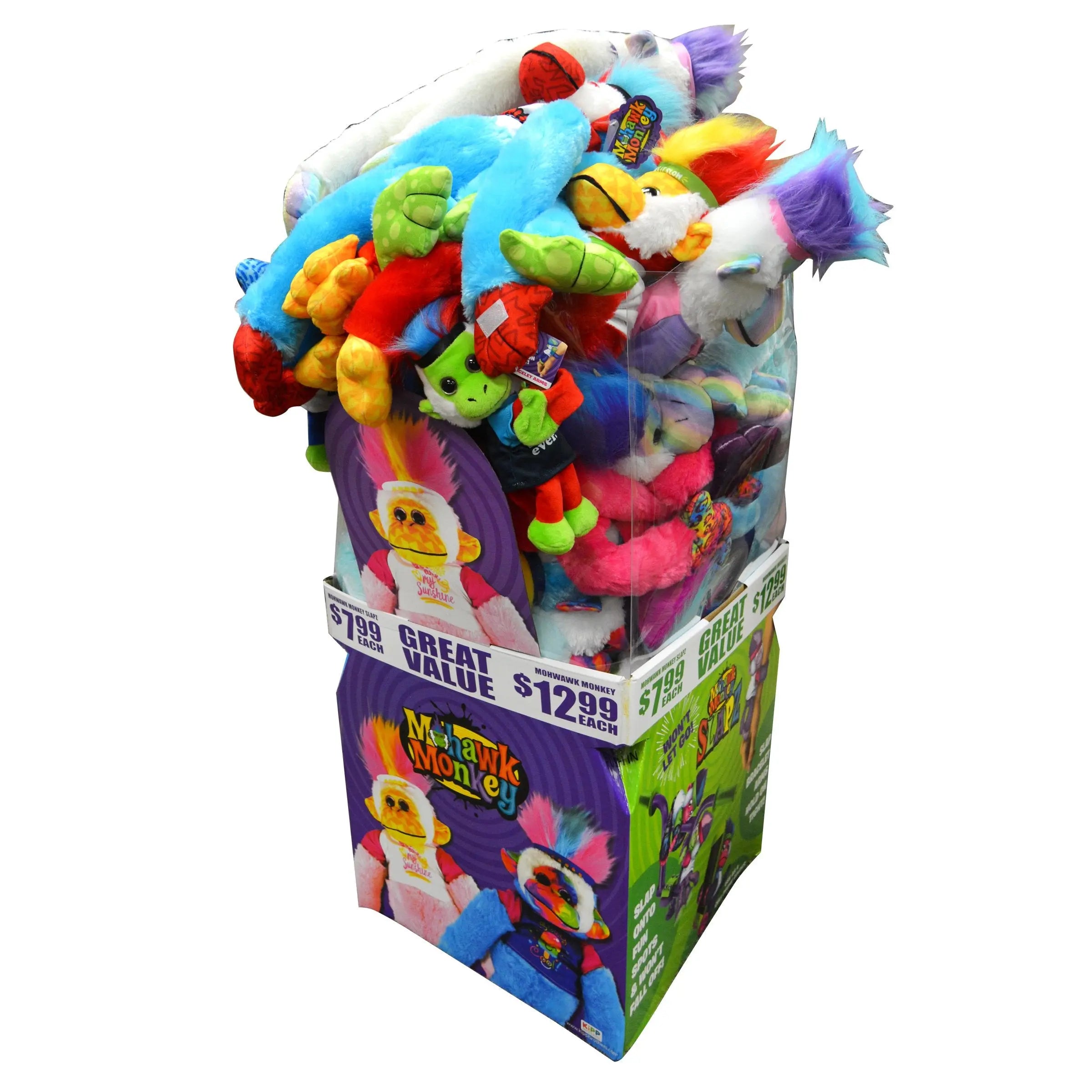 Plush Mohawk Monkey Assorted Floor Display - 30 Pieces Per Retail Ready Display 88378 KIPP BROTHERS
