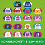 Plush Mohawk Monkey Assorted Floor Display - 30 Pieces Per Retail Ready Display 88378 KIPP BROTHERS