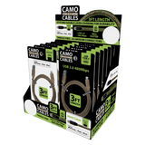 Charging Cable Camo Assortment 3FT - 12 Pieces Per Retail Ready Display 88457 GADGET GEAR