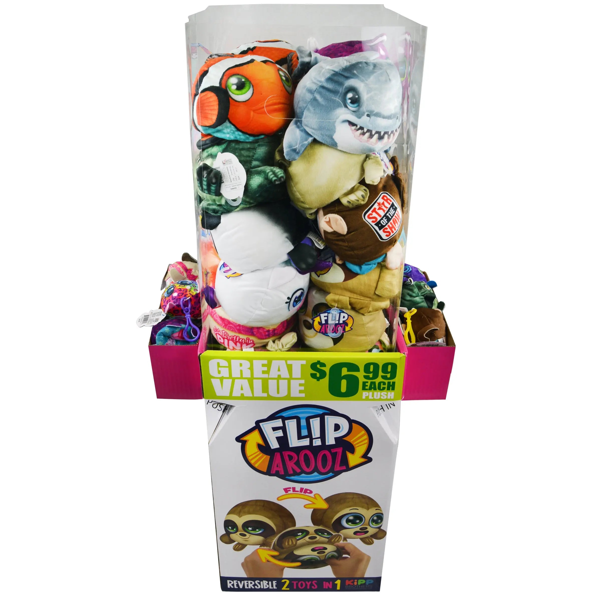 Plush Reversible Assortment Floor Display - 36 Pieces Per Retail Ready Display 88362 KIPP BROTHERS