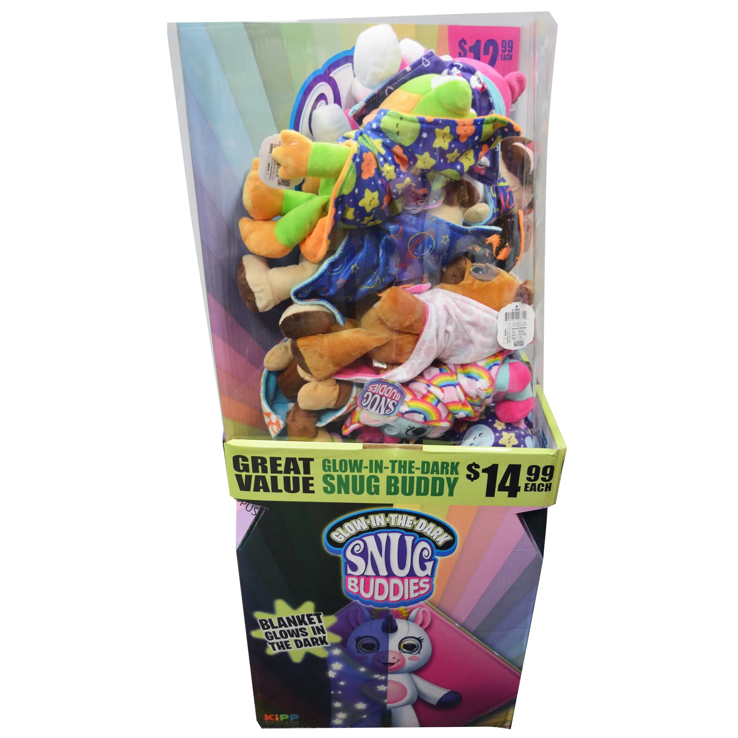 Blanket Plush Assortment Bin Floor Display - 24 Pieces Per Retail Ready Display 88366 KIPP BROTHERS