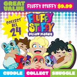 Plush Pillow Fluffy Stuffy Assortment Floor Display - 24 Pieces Per Retail Ready Display 88375 KIPP BROTHERS
