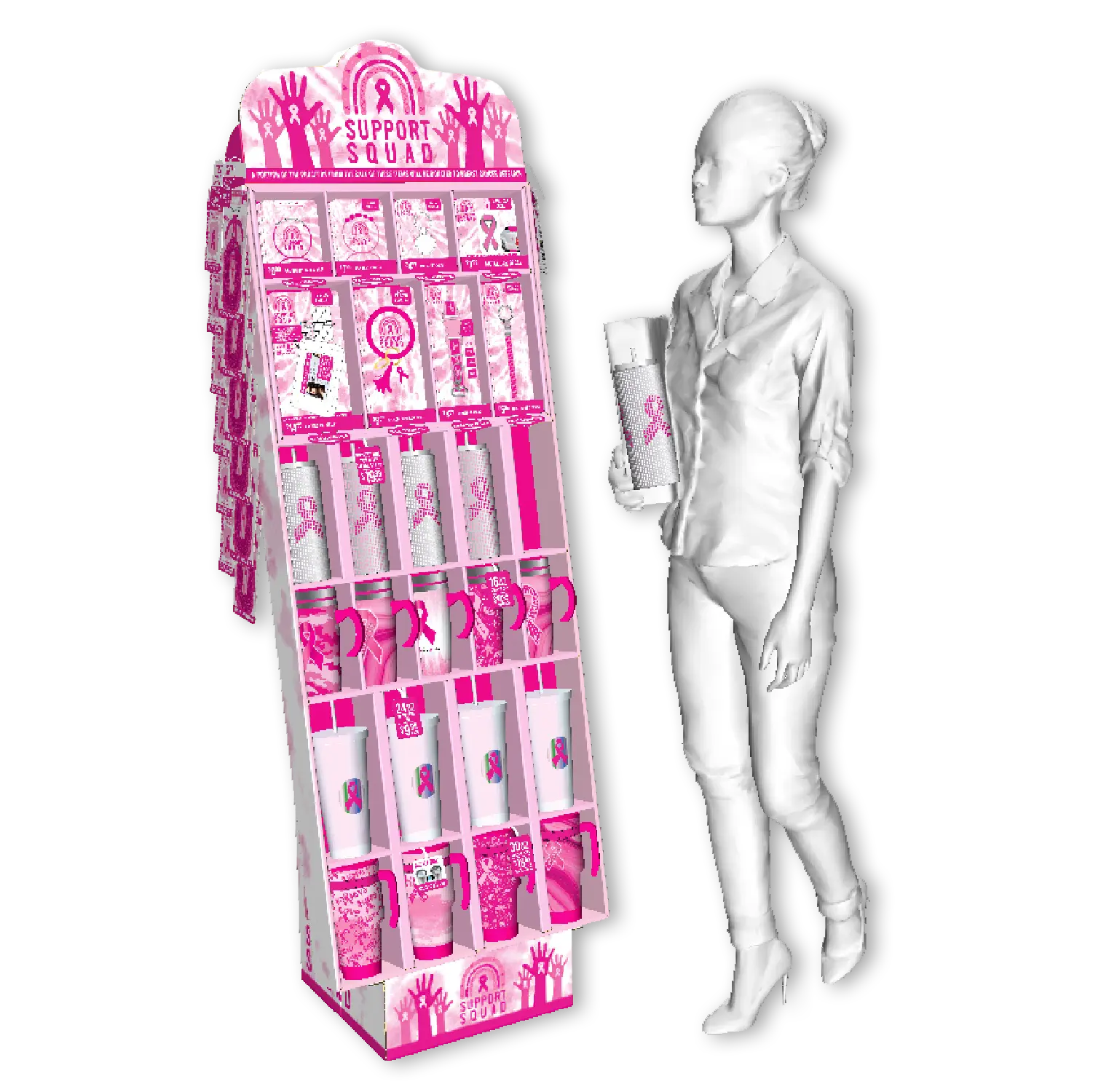 Breast Cancer Awareness Pink Assortment Floor Display - 84 Pieces Per Retail Ready Display 88474 NOVELTY INC