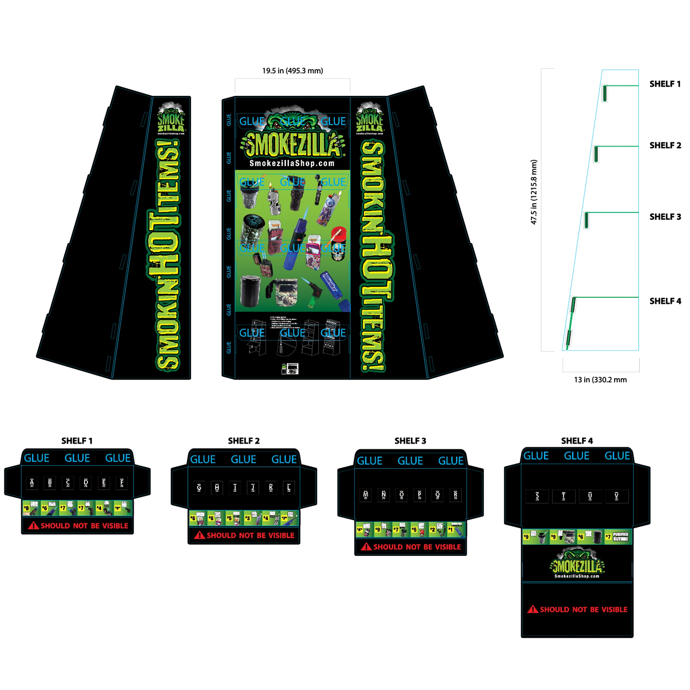 Merchandising Fixture - Corrugated Smokezilla Pre-Priced Floor Display ONLY 974500 SMOKEZILLA