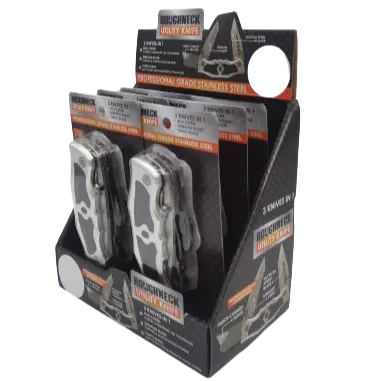 Pocket Knife Utility with 3 Blades - 6 Pieces Per Retail Ready Display 23388 ROUGHNECK