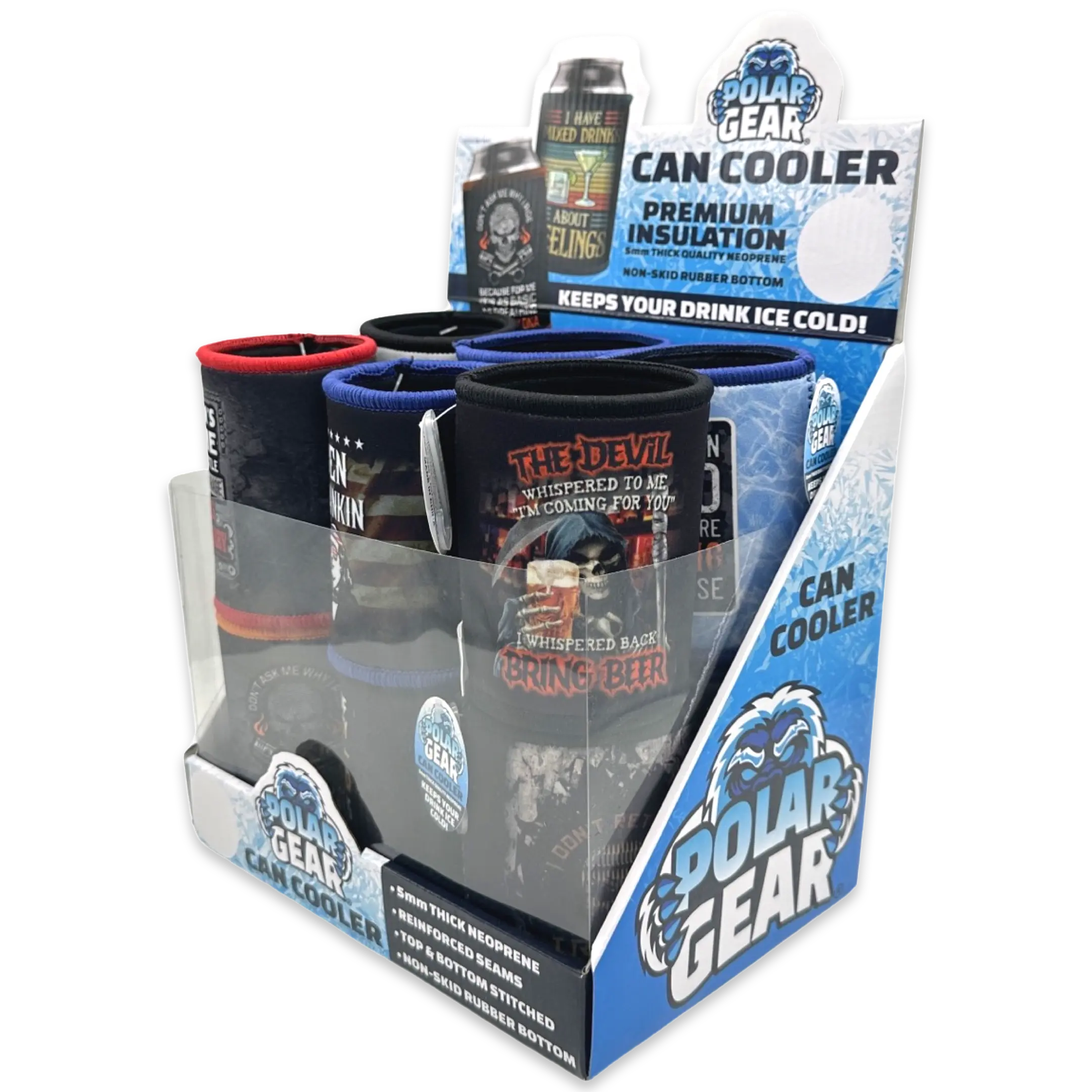 Neoprene Can & Bottle Cooler - 12 Pieces Per Retail Ready Display 23735 POLAR GEAR