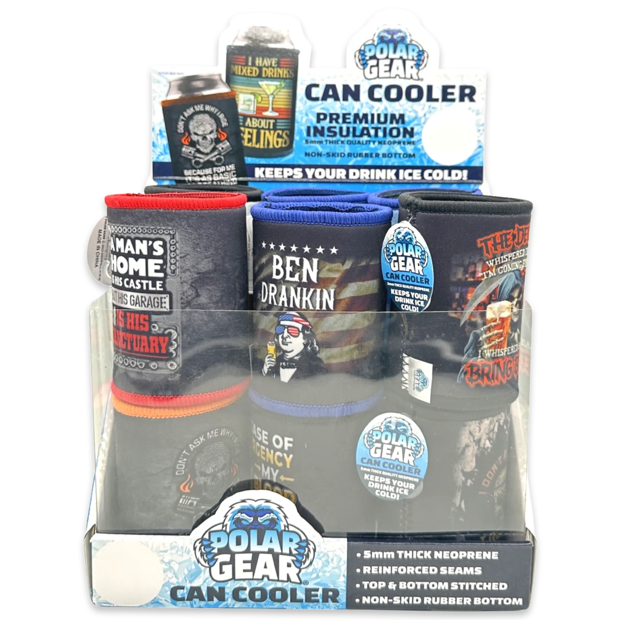 Neoprene Can & Bottle Cooler - 12 Pieces Per Retail Ready Display 23735 POLAR GEAR