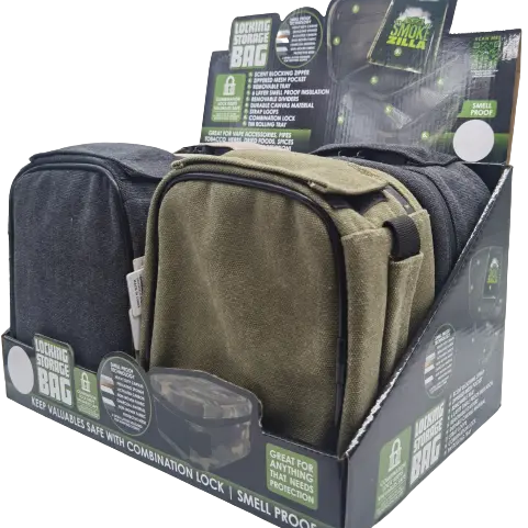 Smell Proof Canvas Lock Bag with Roll Tray - 4 Pieces Per Retail Ready Display 22150 SMOKEZILLA