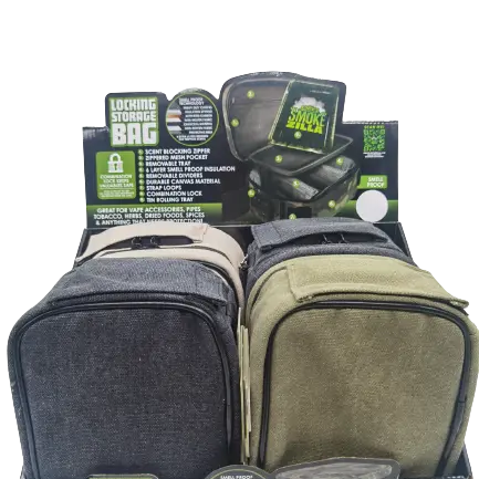 Smell Proof Canvas Lock Bag with Roll Tray - 4 Pieces Per Retail Ready Display 22150 SMOKEZILLA