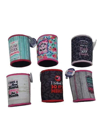 Neoprene Rhinestone Can and Bottle Cooler - 6 Per Retail Ready Display 23131 POLAR GEAR