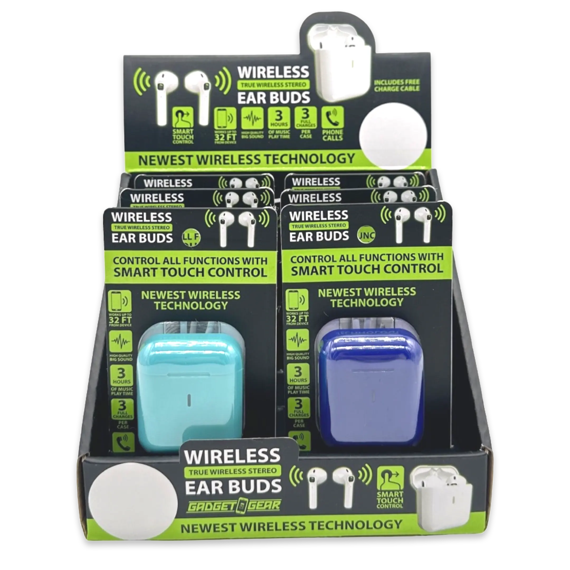 Wireless Earbuds with Case - 6 Pieces Per Retail Ready Display 23635 GADGET GEAR