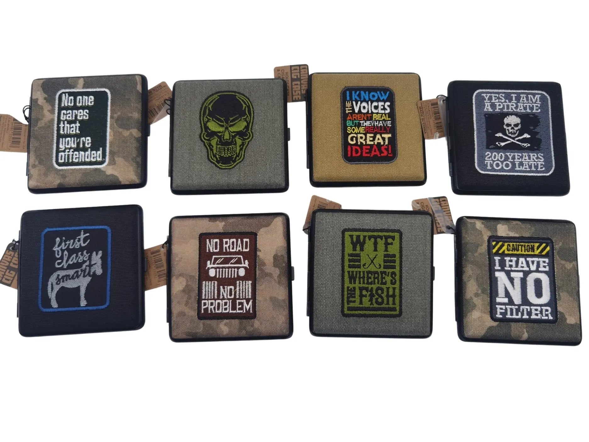 Canvas and Metal Cigarette Case with Hinge - 8 Pieces Per Retail Ready Display 23051 SMOKEZILLA