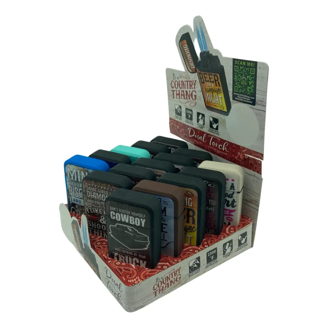 Country Thang Dual Torch Lighter - 15 Pieces Per Retail Ready Display 22177 SMOKEZILLA