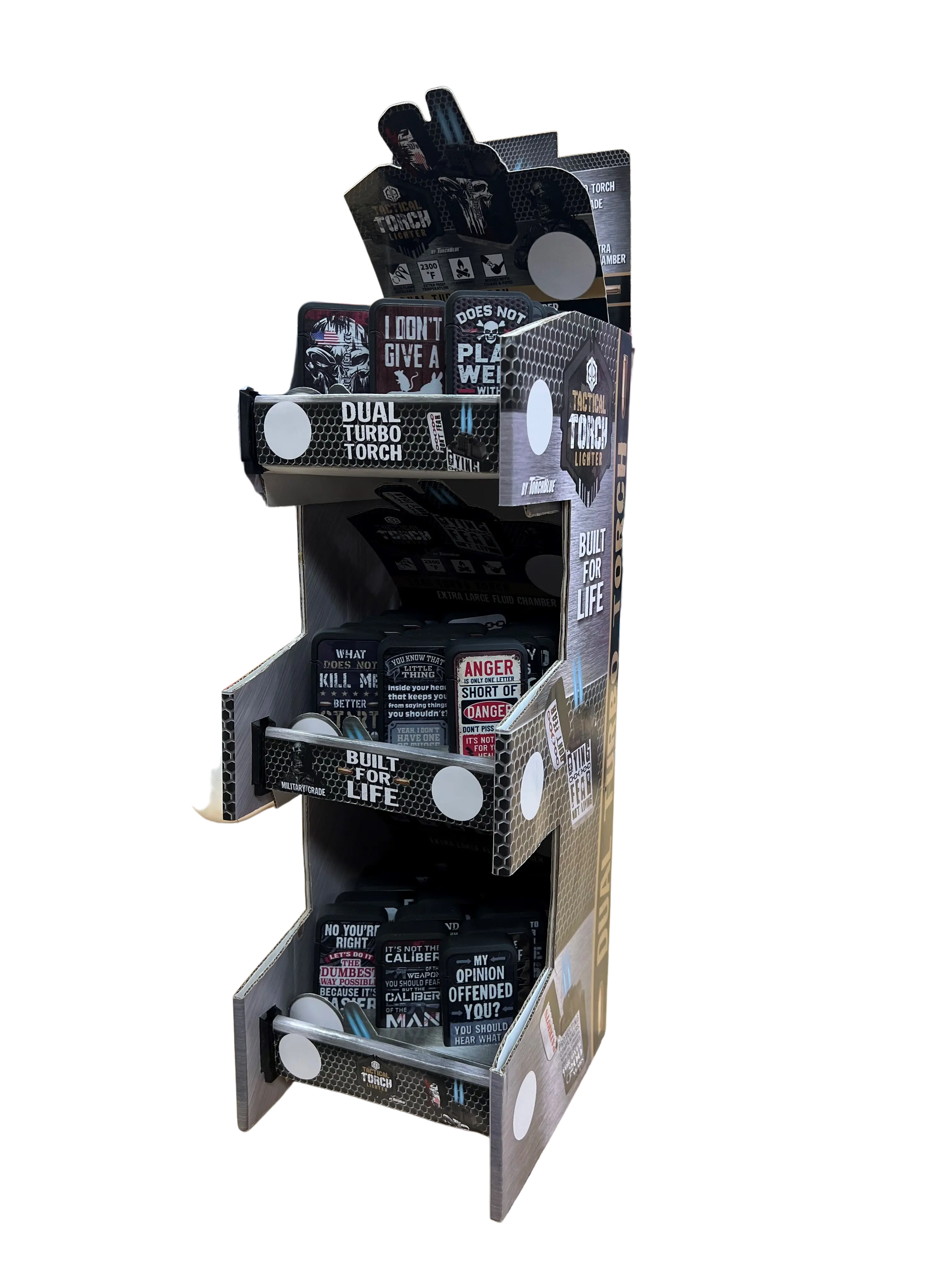 Merchandising Fixture - Corrugated Tac Gear 3 Tier Countertop Lighter Display ONLY 975560 TAC GEAR